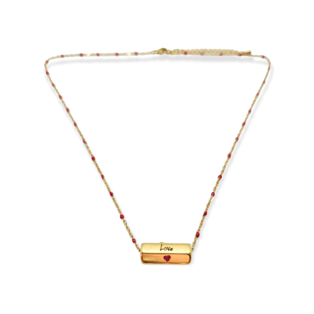 Necklace steel gold with hexagon love march2